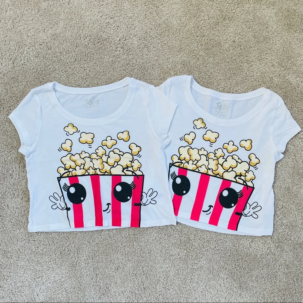 TWINS * SISTERS * BFFs * Matching popcorn cropped shirts Justice Girls size 10